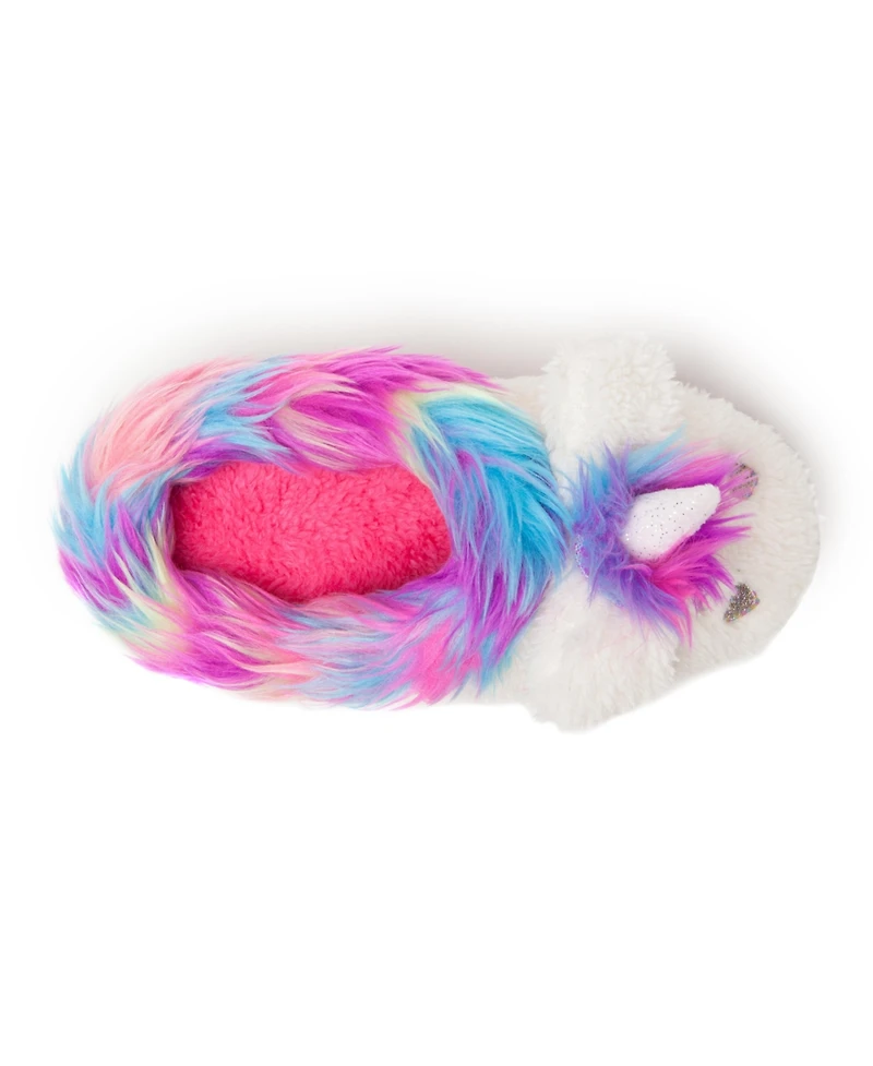 Dearfoams Girls Peyton Novelty Unicorn Fuzzy Slipper