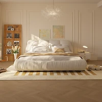 Streamdale King Upholstered Platform Bed with Oversized Backrest, Beige