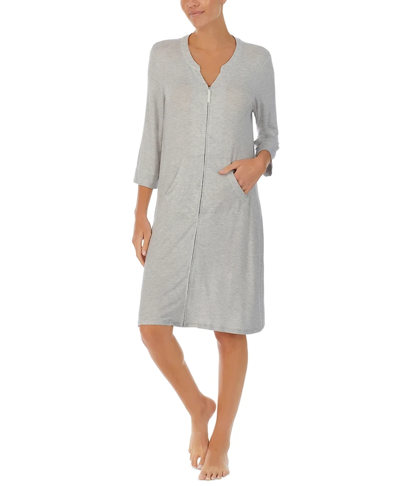 Ellen Tracy Women's Zip-Front 3/4-Sleeve Robe