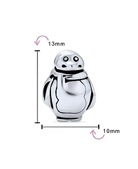 Bling Jewelry Cute Fat Cartoon Christmas Holiday Snowman Penguin With Scarf Winter Charm Bead Sterling Silver Fits European Bracelet