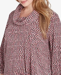 Ruby Rd. Plus Cowl Neck Space Dyed Chenille Top with Side Tie