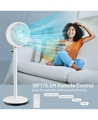 Skonyon 9 Inch Portable Oscillating Pedestal Floor Fan with Adjustable Heights and Speeds-White