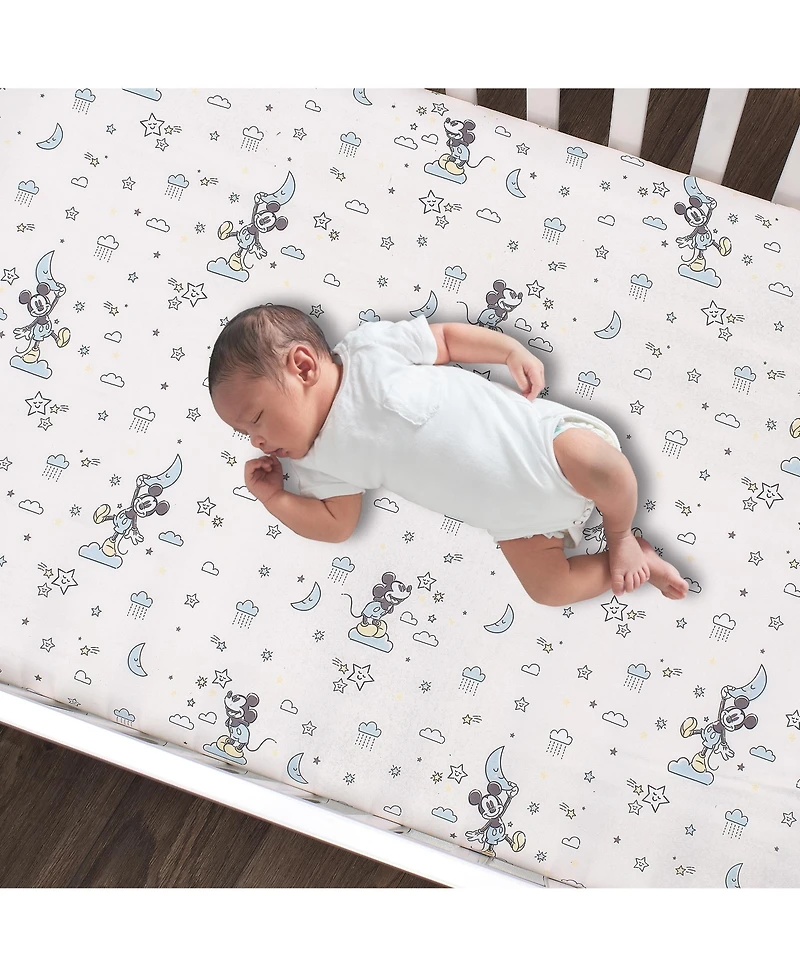 Lambs & Ivy Disney Baby Moonlight Mickey Mouse 3-Piece Nursery Crib Bedding Set