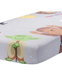 Lambs & Ivy Star Wars Galaxy Cotton Fitted Crib Sheet - Yoda/Darth Vader/R2D2