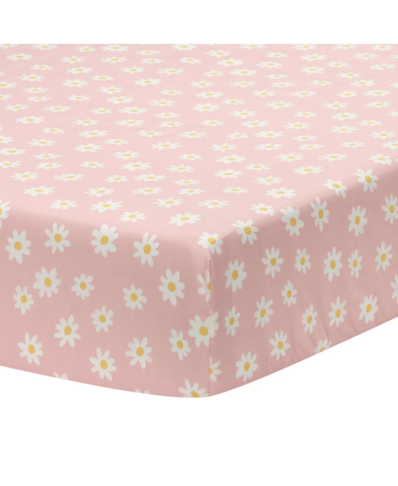 Lambs & Ivy Daisy Dreams 3-Piece Pink/White Baby Nursery Crib Bedding Set