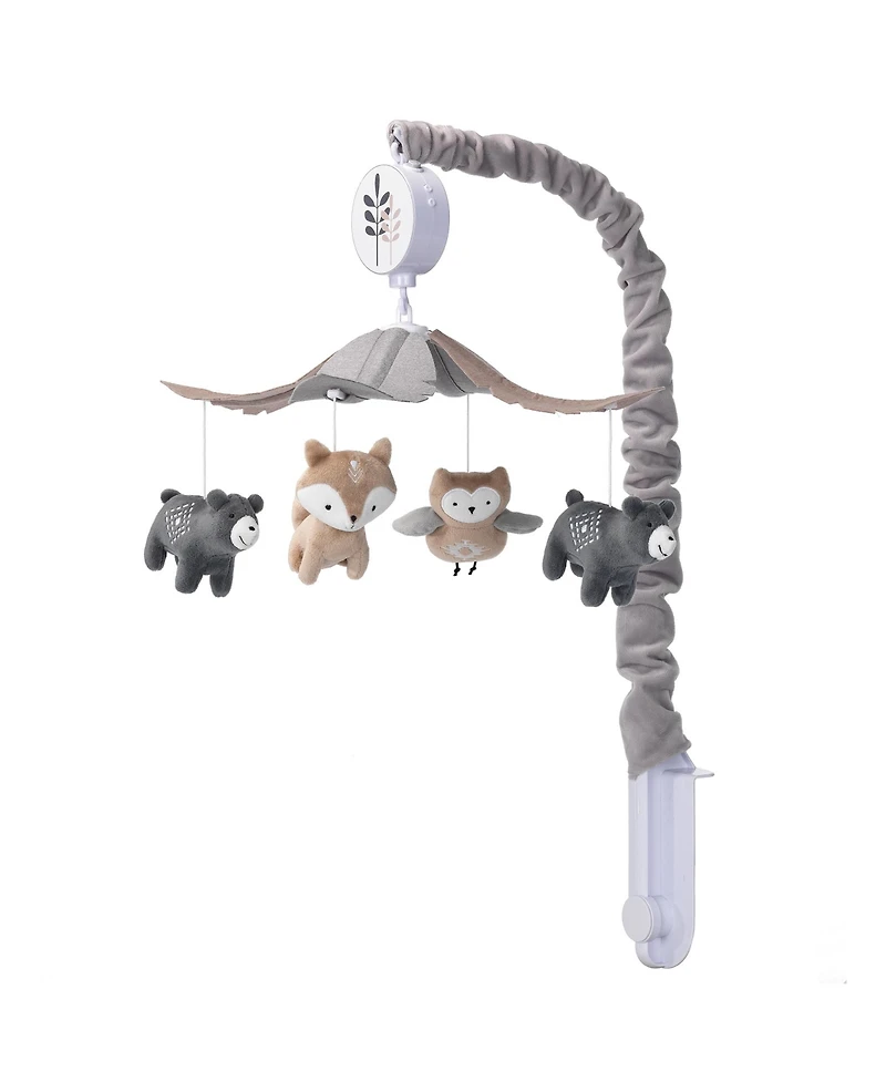 Lambs & Ivy Woodland Forest Gray/Tan Musical Baby Crib Mobile Soother Toy
