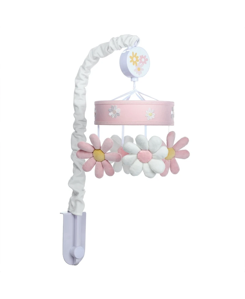 Lambs & Ivy Daisy Dreams Pink/White Musical Baby Crib Mobile Soother Toy