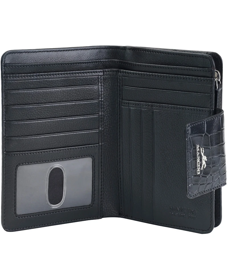 Mancini Women's Croco2 Rfid Secure Clutch Wallet