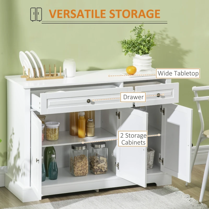 Modern Sideboard Cabinet with Drawers and Adjustable Shelves