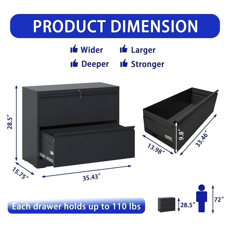 Simplie Fun 2-Drawer Lateral File Cabinet with Lock