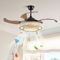 Contemporary Led Retractable Ceiling Fan with Remote Control