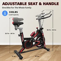 Streamdale Furniture Indoor Exercise Bike Cycling Bike with Comfortable Seat Cushion Black+Red