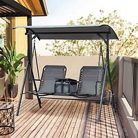 Streamdale Furniture Outdoor Canopy Swing with Table and Adjustable Shade