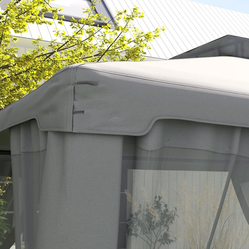 9.6' x 11.6' Patio Gazebo with Netting and Steel Frame