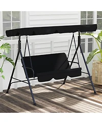 3-Seat Outdoor Patio Swing w/ Canopy & Cushion