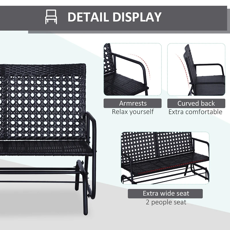Wicker Glider Bench Rocking Chair for Patio & Outdoors