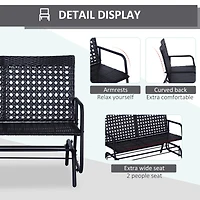 Wicker Glider Bench Rocking Chair for Patio & Outdoors