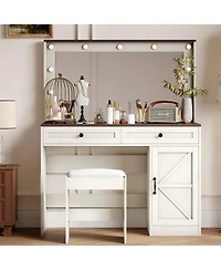 Streamdale Makeup Vanity with Large Mirror, Adjustable Led Lights, and 3 Drawers