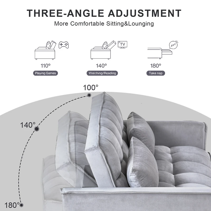 Streamdale Convertible Sleeper Sofa Bed with Velvet Loveseat