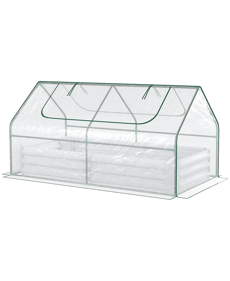 Galvanized Raised Garden Bed with Mini Greenhouse Cover