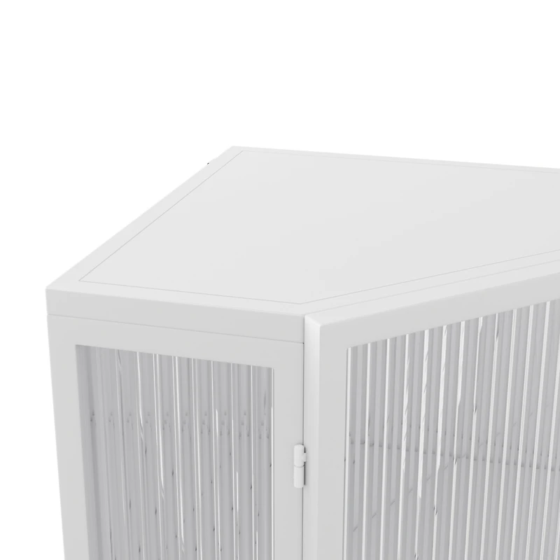Streamdale Furniture White Floor Corner Cabinet with Tempered Glass Doors (22.25")