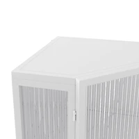 Streamdale Furniture White Floor Corner Cabinet with Tempered Glass Doors (22.25")