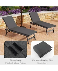 Outdoor Chaise Lounge Cushion with Hook & Loop Fastener Fixing Straps Patio