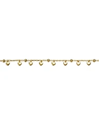 GiGiGirl 14k Yellow Gold Plated Beaded Heart Charm Station Kids Bracelet - Adjustable w/ Extension Chain