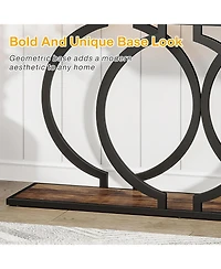 Tribesigns Industrial Console Table, 55 inch Wood Entryway Table Narrow Long Sofa Rustic Accent