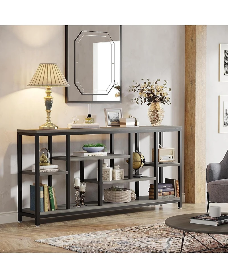 Tribesigns Console Sofa Table, 70.9 inch Extra Long Table Behind Couch with Storage Shelves, 3-Tier Industrial Narrow Entryway Hallway Accent Table fo