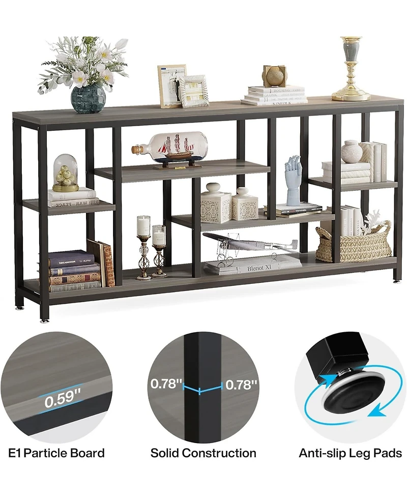 Tribesigns Console Sofa Table, 70.9 inch Extra Long Table Behind Couch with Storage Shelves, 3-Tier Industrial Narrow Entryway Hallway Accent Table fo