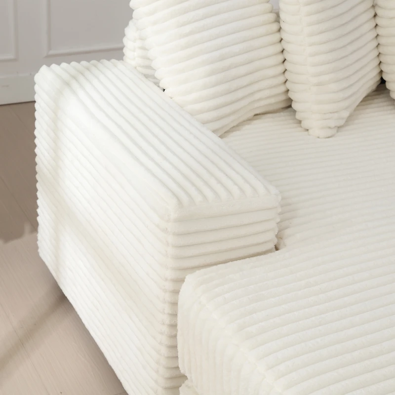 Streamdale Furniture Oversized L-Shaped Modular Couch with Armrests, Throw Pillows, Beige