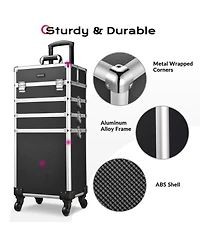 Byootique Black 4in1 Rolling Makeup Train Case Makeup Artist Cosmetic Organizer