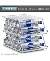 Sorbus Set of 2 Water Bottle Organizer Bins with Lids - Can and Bottle Holder Drink Dispenser - for Fridge, Pantry, Kitchen Organization and Storage