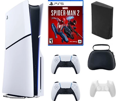 Sony PS5 - Playstation 5 Slim Disc Bundle With Accessories, Extra Controller and Spiderman Game