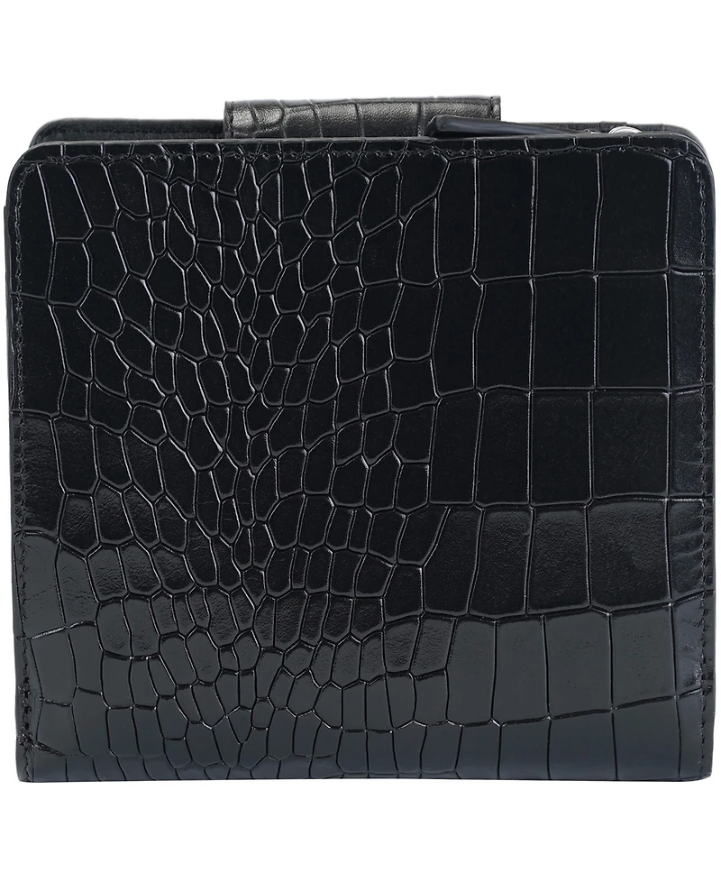 Mancini Women's Croco2 Rfid Secure Clutch Wallet
