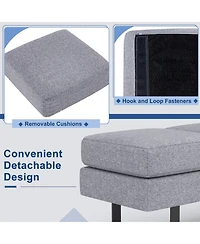 Vebreda Waiting Room Bench Seating Long Bench with Metal Frame Leg-Gray
