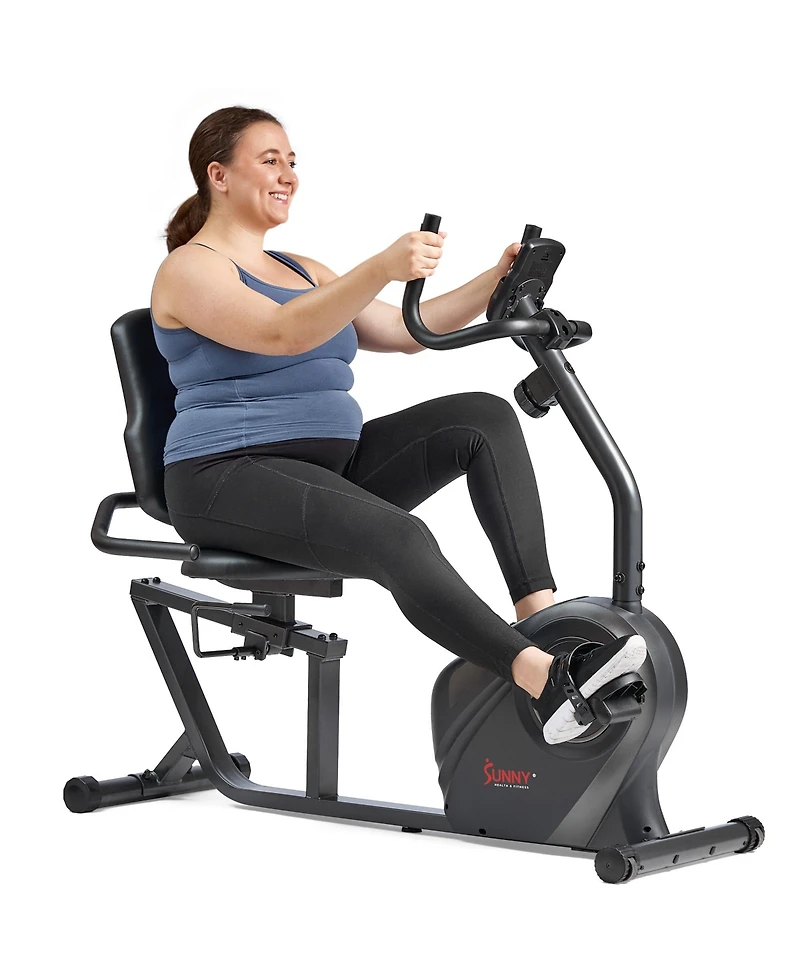 Sunny Health & Fitness Smart Magnetic Resistance Recumbent Bike with Easy Adjustable Seat