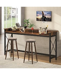 Tribesigns Sofa Table with Outlets and Usb Ports, 70.9 inch Extra Long Console Table Behind Couch with Charging Station, Industrial Narrow Entryway Ha