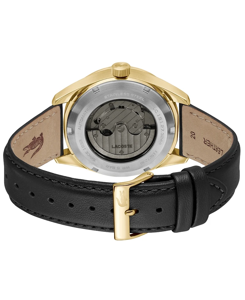 Lacoste Men's Boston Automatique Black Leather Strap Watch 40mm