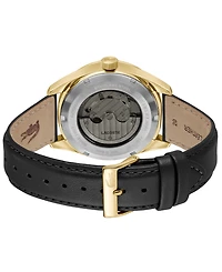 Lacoste Men's Boston Automatique Black Leather Strap Watch 40mm