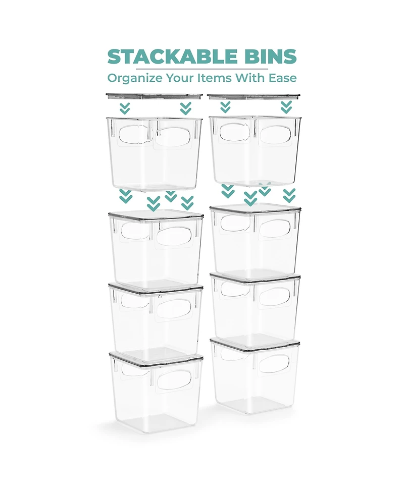 Sorbus 4 Pack Small Clear Plastic Container Bins W/ Lids and Handles - Perfect for Kitchen Organization and Storage
