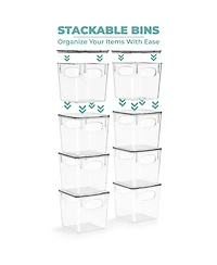 Sorbus 4 Pack Small Clear Plastic Container Bins W/ Lids and Handles - Perfect for Kitchen Organization and Storage