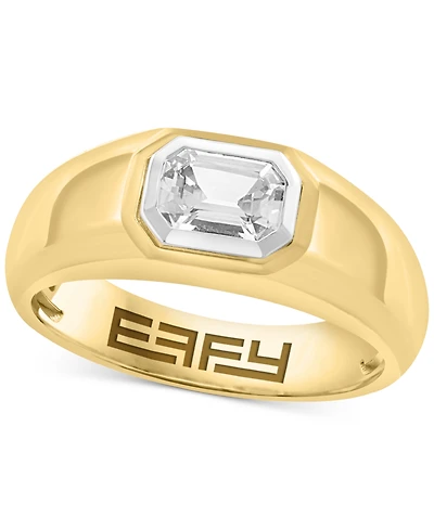 Effy Men's White Sapphire Bezel Ring (1-1/20 ct. t.w.) in Gold-Plated Sterling Silver