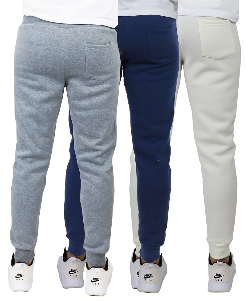 Galaxy By Harvic Men's Pro Star Slim Fit Fleece Lined Jogger Sweatpants, Pack of 3
