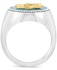 Effy Men's Turquoise Star of David Ring in Sterling Silver & 14k Gold-Plate