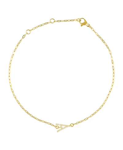 Adornia Gold Cubic Zirconia Pave Sideways Initial Anklet