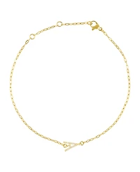 Adornia Gold Cubic Zirconia Pave Sideways Initial Anklet