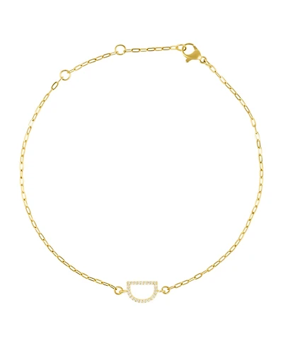 Adornia Gold Cubic Zirconia Pave Sideways Initial Anklet
