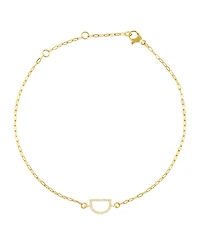 Adornia Gold Cubic Zirconia Pave Sideways Initial Anklet